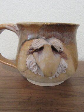 Pottery Mug Face Man Long Nose with Bushy Brow Man Mug